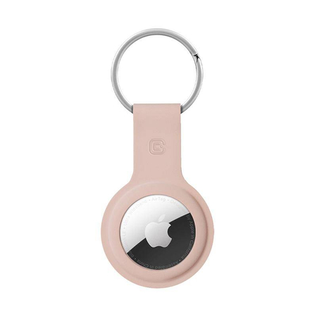 Etui Ochronne do Apple AirTag Brelok Crong Silicone Case with Key Ring Piaskowy Róż