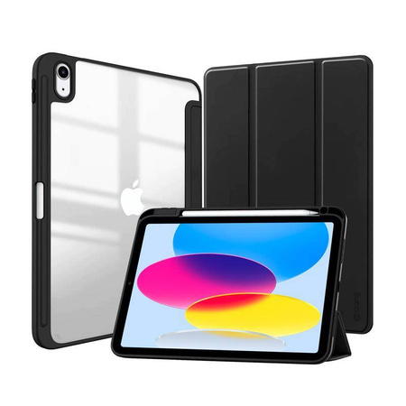Crong PrimeFolio – Etui iPad 11" (2025) / iPad 10.9” (2022) z podstawką i schowkiem na Apple Pencil (czarny/przezroczysty)