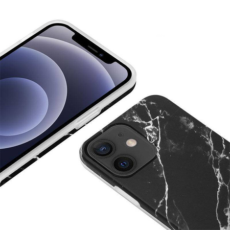 Etui Crong Marble Case do iPhone 12 Mini Czarne Plecki Marmur Modne