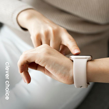 Pasek Crong Liquid do Apple Watch 42/41/40/38 mm Kamienny Beż Silikonowy