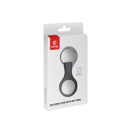 Etui Crong Silicone Case with Key Ring do Apple AirTag 1/2 Silikonowy Brelok Czarny