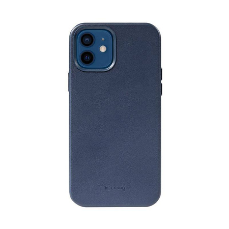 Crong Essential Cover - Etui ze skóry ekologicznej iPhone 12 / iPhone 12 Pro (granatowy)