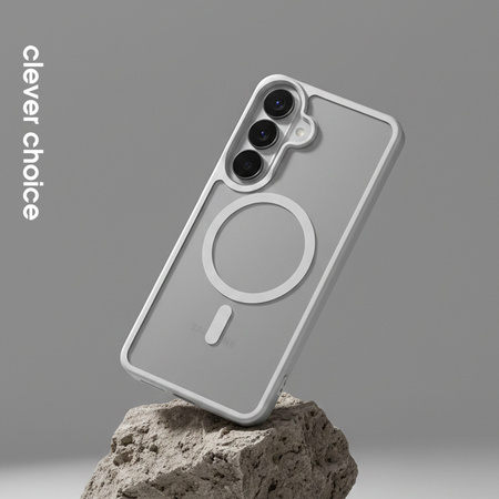 Crong Hybrid Matte Magnetic - MagSafe калъф за Samsung Galaxy S26 (сив)