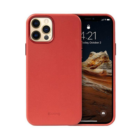 Crong Essential Cover - Funda de piel sintética para iPhone 12 Pro Max (roja)