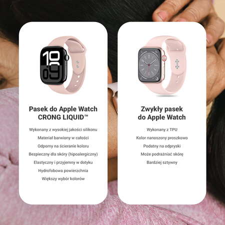 Pasek Crong Liquid do Apple Watch 42/41/40/38 mm Piaskowy Róż Silikonowy