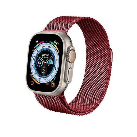 Crong Milano Steel – Bransoleta mediolańska do Apple Watch 38/40/41/42 mm (czerwony)