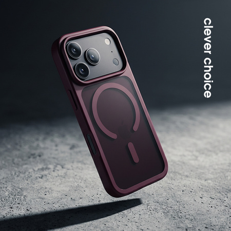 Crong Hybrid Matte Magnetic - MagSafe калъф за iPhone 18 Pro / 17 Pro (бордо)