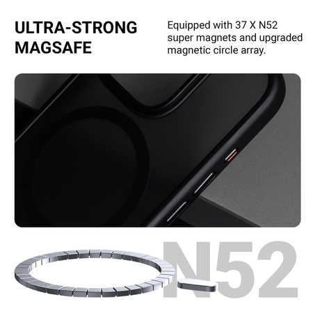 Carcasă Crong Hybrid Frost MAG - Carcasă MagSafe pentru iPhone 15 (Neagră)