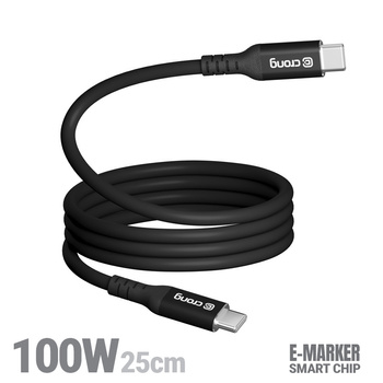 Crong Soft Link - Cavo USB-C a USB-C da 100 W PD 5 A, 25 cm (nero)