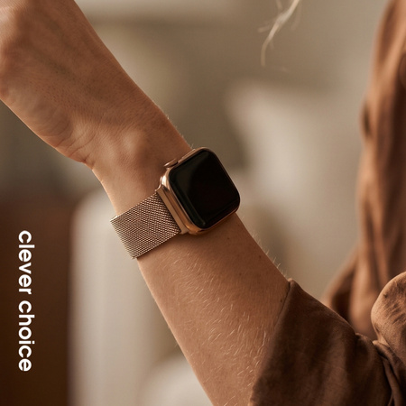 Curea Cron Milano Steel - din oțel inoxidabil pentru Apple Watch 44/45/46/49 mm (auriu roz)