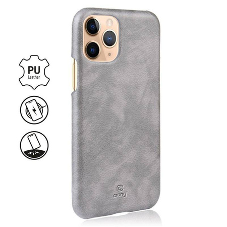 Etui Crong Essential Cover do iPhone 11 Pro Skórzane Szare Plecki