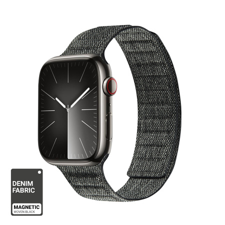 Crong Melange - Pasek magnetyczny do Apple Watch 42/44/45/49 mm (czarny melanż)