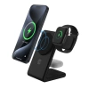 Ładowarka Indukcyjna MagSafe Crong MagSpot Pivot Stand do iPhone, Apple Watch i AirPods 3w1 Czarna
