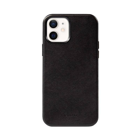 Crong Essential Cover - pouzdro z eko kůže pro iPhone 12 / iPhone 12 Pro (černé)