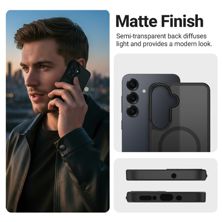 Etui Crong Hybrid MATTE™ Magnetic do Samsung Galaxy S24 MagSafe Czarne Wytrzymałe
