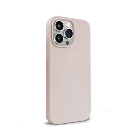 Etui Crong Color Cover do iPhone 14 Pro Silikon Piaskowy Róż z Mikrofibrą