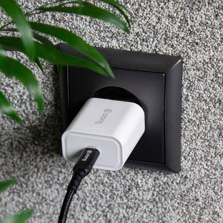 Szybka Ładowarka Sieciowa USB C Power Delivery 20W Crong USB-C Travel Charger Kompaktowa Biała