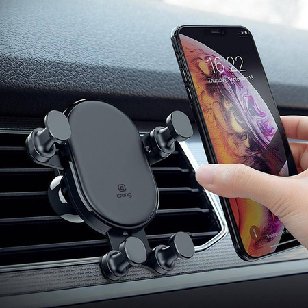 Uchwyt Samochodowy do Telefonu na Kratkę Nawiewu Crong Gravity Auto-Lock Car Holder Czarny