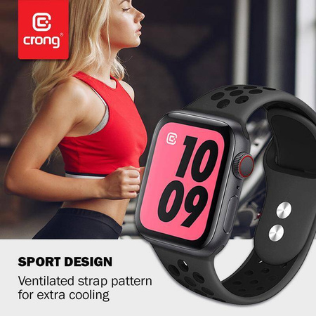 Crong Duo Sport - Armband für Apple Watch 42/44/45/49 mm (grau/schwarz)