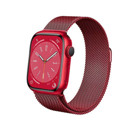 Crong Milano Steel – Bransoleta mediolańska do Apple Watch 38/40/41/42 mm (czerwony)