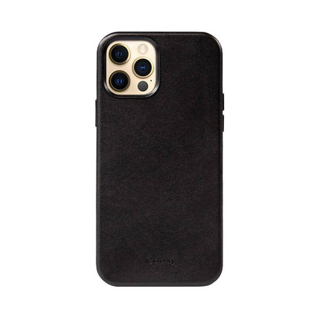 Crong Essential Cover Magnetic - Δερμάτινη θήκη MagSafe για iPhone 12 Pro Max (μαύρο)