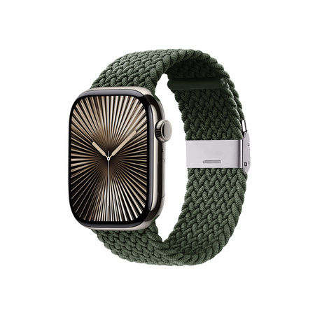Crong Wave Band – Pleciony pasek do Apple Watch 42/44/45/49 mm (zielony)