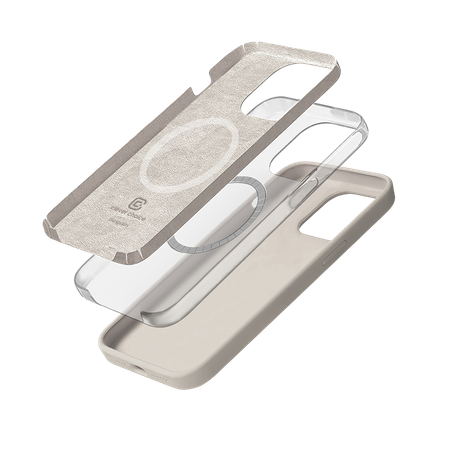 Etui do iPhone 14 Pro MagSafe Crong Color Cover Magnetic Silikonowy Case Ochronny Kamienny Beż