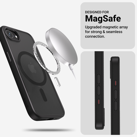 Crong Hybrid Frost MAG Cover - pouzdro MagSafe pro iPhone 16e (černé)