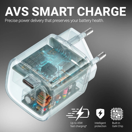 Crong NEO GaN Charger - USB-C 40W PD с AVS (бяло)