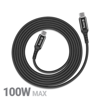 Crong Armor Link - 100W 5A kabel USB-C na USB-C Power Delivery Fast Charging 200cm (černý)