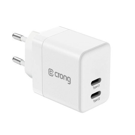 Crong Utra Compact GaN - 35W PD 3.0 2x USB-C network charger (white)