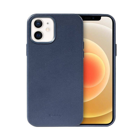 Crong Essential Cover Magnetic - Etui ze skóry iPhone 12 / iPhone 12 Pro MagSafe (granatowy)