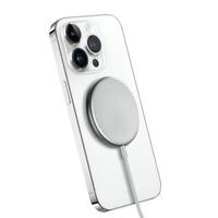 Crong MagSpot Wireless Charger – Aluminum MagSafe 15W Inductive Charger (Silver White)