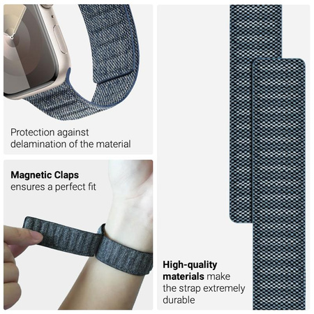 Crong Melange - Magnetický řemínek pro Apple Watch 44/45/46/49 mm (modrá melanž)