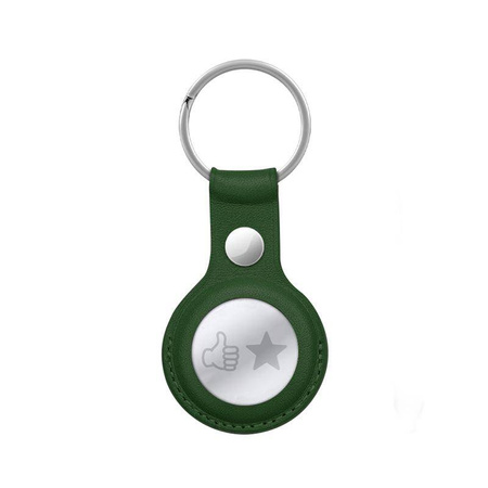 Custodia in pelle Crong con portachiavi – Custodia protettiva in pelle con portachiavi per Apple AirTag 1/2 (verde)