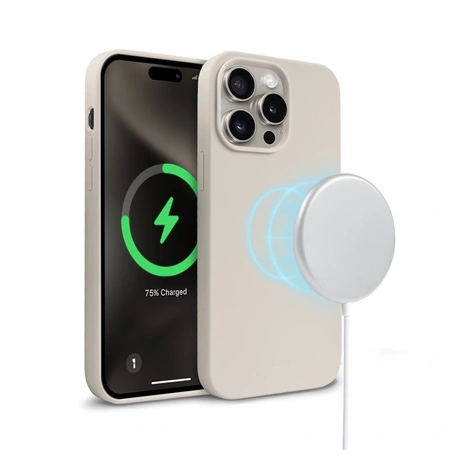 Crong Color Cover Magnetic - iPhone 15 Pro MagSafe Hülle (Steinbeige)