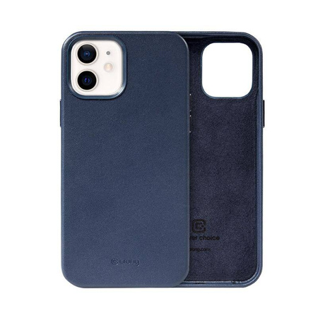 Crong Essential Cover - Leather Case for iPhone 12 / iPhone 12 Pro (navy blue)