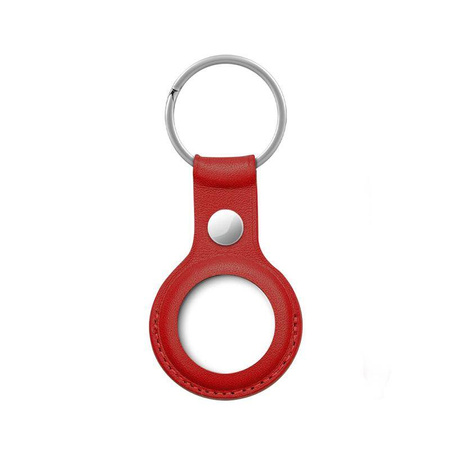 Crong Leather Case with Key Ring - Leather protective key ring case for Apple AirTag (red)