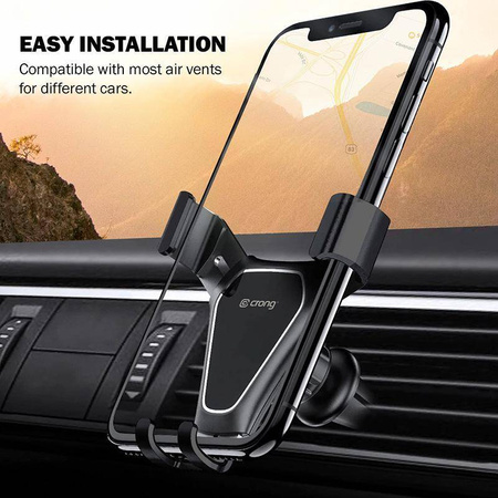 Uchwyt Samochodowy do Telefonu na Kratkę Nawiewu Crong Gravity Auto-Clip Car Holder Czarny