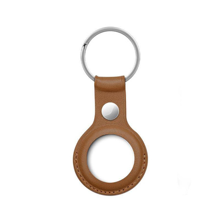 Crong Leather Case with Key Ring - Leather protective key ring case for Apple AirTag (brown)