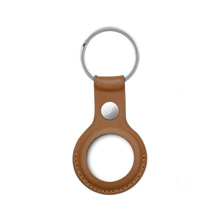 Etui Crong Leather Case with Key Ring do Apple AirTag 1/2 Skórzany Brelok Brązowy