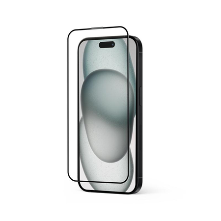 Cristal protector 3D antibacteriano Crong - Vidrio templado con pegamento completo 9H para iPhone 16 Plus/iPhone 15 Plus + marco de instalación