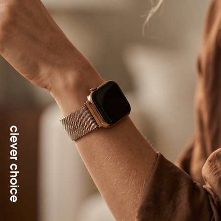 Crong Milano Steel - Stainless Steel Strap for Apple Watch 38/40/41/42 mm (Rose Gold)