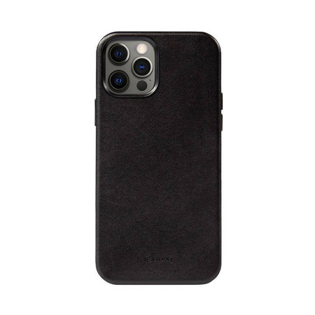 Crong Essential Cover Magnetic - Δερμάτινη θήκη για iPhone 12 / iPhone 12 Pro MagSafe (μαύρο)