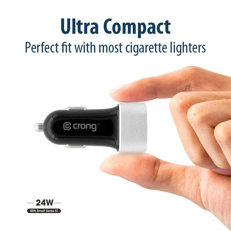 Cargador de coche Crong Power de 24 W - Cargador de coche 2xUSB 2,4 A (aluminio)