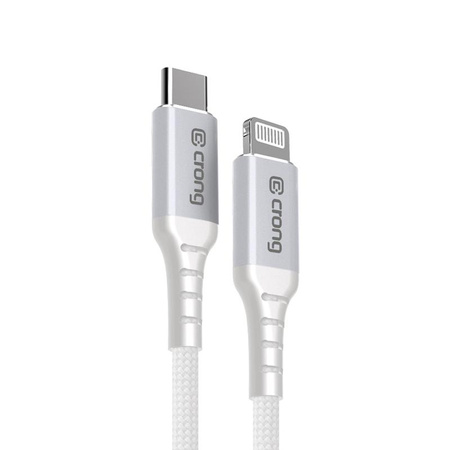 Kabel USB C Lightning Crong Armor Link Szybkie Ładowanie MFi Biały 1.5m