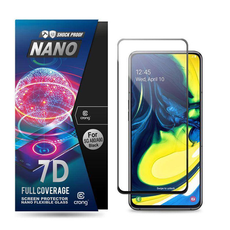 Crong 7D Nano Flexible Glass - 9H Hybridglas für den gesamten Bildschirm des Samsung Galaxy A80 / A90