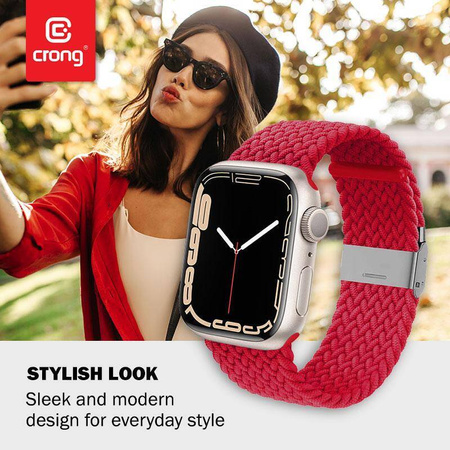 Crong Wave Band - Geflochtenes Armband für Apple Watch 38/40/41 mm (rot)