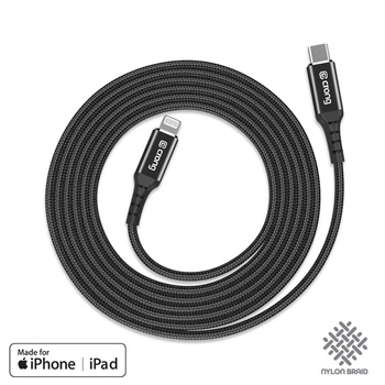 Crong Armor Link - USB-C to Lightning MFi Braided Cable 150cm (black)
