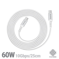 Crong Armor Link - Cable USB-C a USB-C de 60 W, 3 A, 25 cm (blanco)